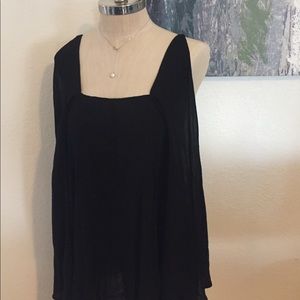 NWT FREE PEOPLE Black Flowy Spaghetti Strap Top